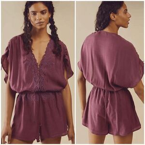 Free People Weila Romper - Burgundy